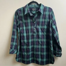 Talbots plaid green rhinestone buttons Holiday Party Size 10 petite
