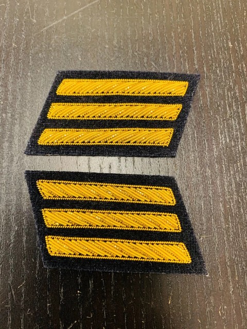 CSA Gold Embroidered Captains Bars - DARK BLUE Background Pair - NEW | eBay