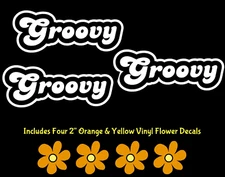 Groovy Three 5" White Vinyl Graphic Decals Car Truck Window Laptop Notebook