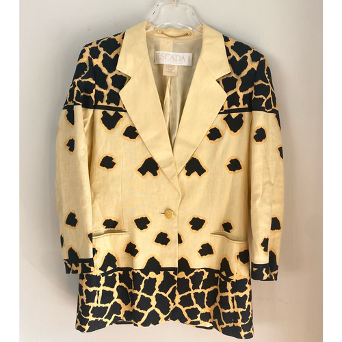 Vintage ESCADA Margaretha Ley 1980s Linen Savannah Print Blazer 38 Mob Wife RARE - Picture 8 of 8