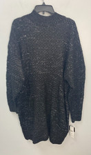 Sandra Darren Mock Black Marle Sweater Dress Knee Length Women's Size Large