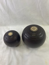 Antique Jacques & Son London Bocce Ball Pair Monogram Crown Green Lawn Bowling