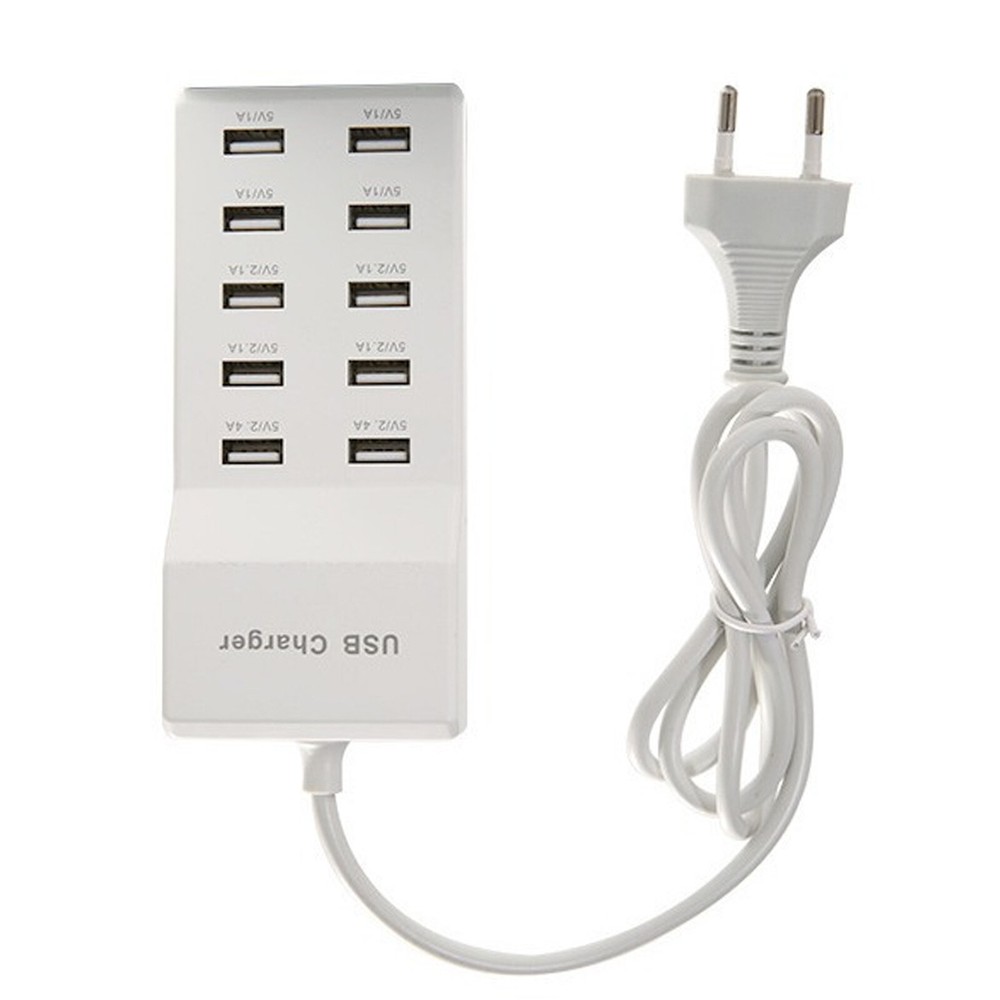10-Port USB Fast Charging Station - Desktop & Wall Power Hub