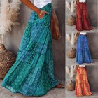 Women Bohemian High Waist Long Skirt Ladies Holiday Swing Baggy Boho Maxi Skirts