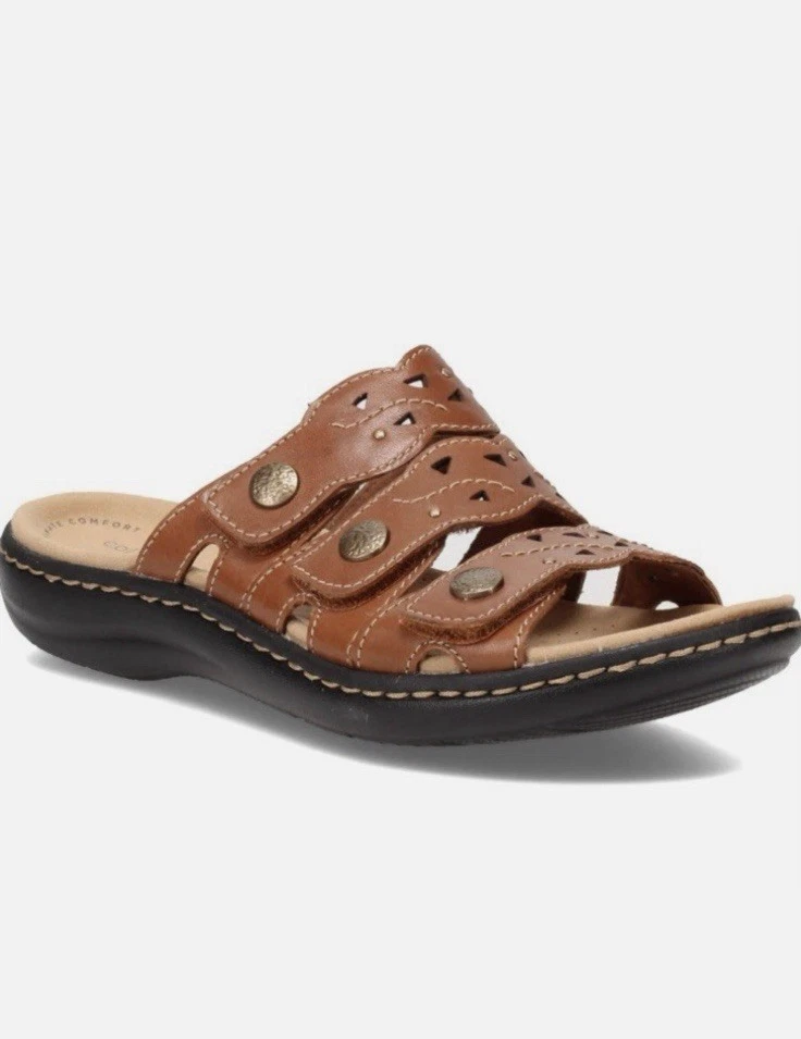 Sandalo Clarks Laurieann Jade in pelle di mogano taglia 39 5 EU 8 5 Us