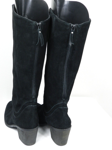Crown Vintage Boots Womens 9.5 M Knee High Tall Riding Black Suede Zipper - Picture 6 of 10
