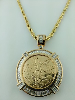 Centenario Coin With Baggette stones bezel with 24