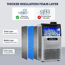 100lb Commercial Ice Machine Stainless Steel Bar Restaurant Built-in Cube Maker