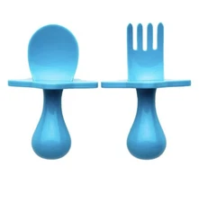 NOOLI by Grabease Baby Self-Feeding Utensils Spoon and Fork Set - Blue *NEW* (9)