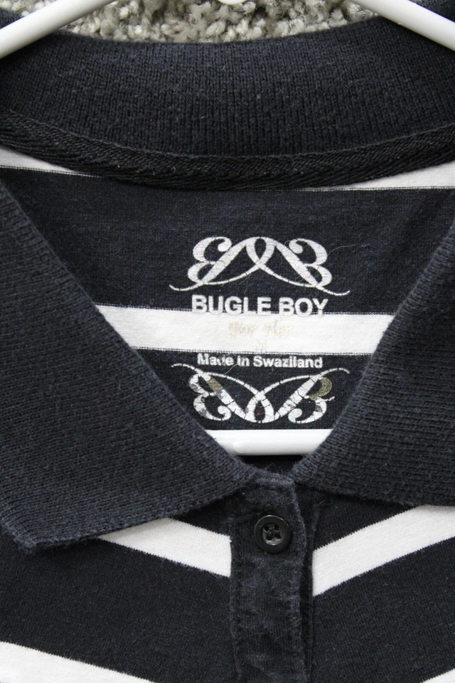 Bugle Boy for Her Polo Shirt - Women’s Medium Black White Stripe Blouse - Image 3 of 4