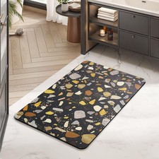 Bath Mat-Non Slip Thin Bathroom Rugs Fit Under Door- Quick Dry Absorbent Faux