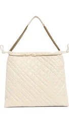  Kurt Geiger London Brixton Quilted BONE Leather Drawstring Shoulder Bag NWT 