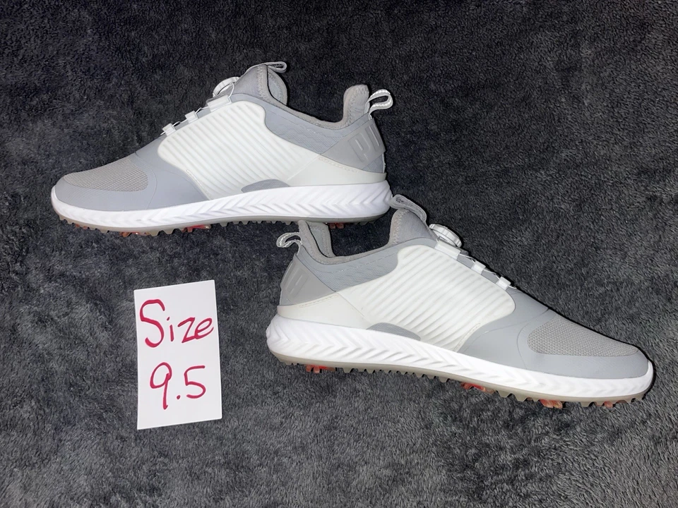 Puma Golf Ignite PwrAdapt Caged DISC Golf Shoes Mens Size 9.5 US Gray/white - Image 2 of 4