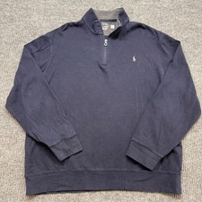 Polo Ralph Lauren Mens XL Blue Quarter Zip Sweater Pony Logo Pullover Preppy