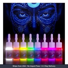 8Color Fluorescent Tattoo Ink Set, 8Pcs Tattoo Ink Color Set,Glow in The Blackli