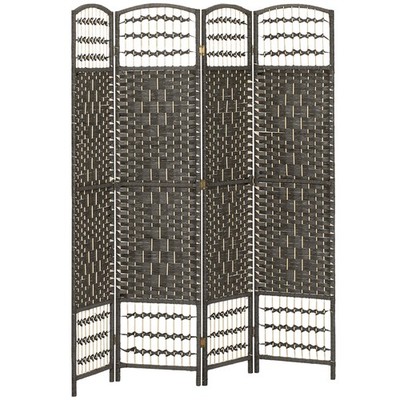 4 Panel Room Divider, Folding Screen, 5.6', Dark Gray