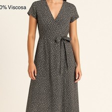 Unbranded Floral Wrap Maxi Dress Small Grey Ditsy Print Cap Sleeve Boho Italy