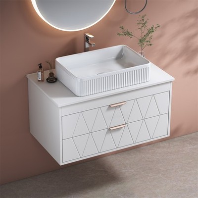 31.5'' Modern Single Bathroom Vanity w/Ceramic Vessel Sink &Wide Storage Cabinet 