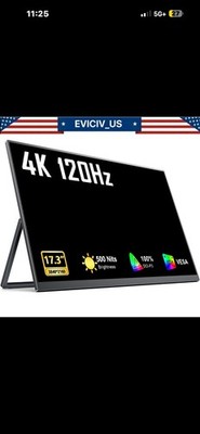EVICIV 17.3'' 120Hz Portable Monitor 4K 100%DCI-P3 Gaming 1500:1 For XBOX Switch