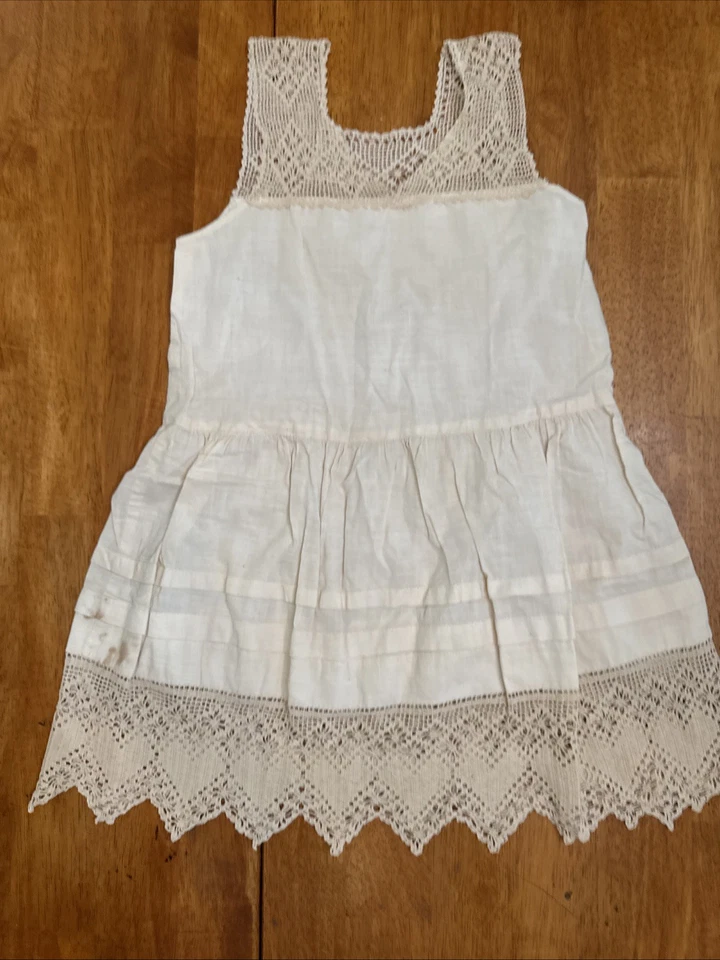 Falda completa sin cordones para niña de 1900-S-crema-adorno de ganchillo-exquisito borde de lava hecho a mano Foto 2 de 4