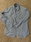 J. Camisa Oxford ajustada informal con botones a cuadros azul Crew para hombre - talla grande