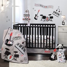 Lambs  Ivy Rock Star Musical Instruments 3-Piece Baby Crib Bedding Set - Gray