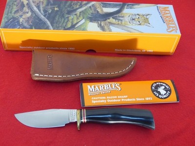 Marbles Gladstone USA mint Trailcraft Black Micarta Carver fixed blade knife