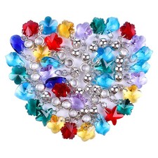 60 Pieces Assorted European Beads with Plating Silver Metal Alloy Rhinestone ...