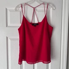 Vero Moda Red Spaghetti Strap Flowy Chiffon Top V-neck Cami Size L Elegant 