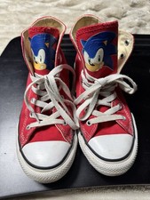 Rare! Kids Sz. US 2~Sonic The Hedgehog Hightop Converse Shoes~All Star~Red~Youth