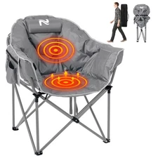 NAIZEA Oversized Heated Camping Chair Folding Camping Chair with Padded Recliner