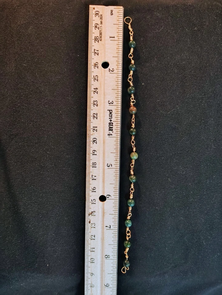 "7 1/2" 14k Gold Filled Bloodstone Bracelet - Image 2 of 3