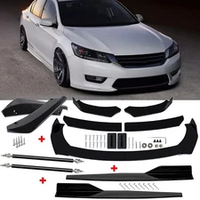 Front Rear Bumper Lip+Spoiler Body Kit Splitter Side Skirt For Honda Accord