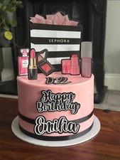 Personalised Sephora Make Up Skin Care Cake Topper Birthday Party Decoration