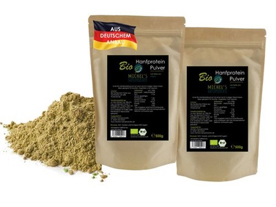 Bio Hanfprotein Pulver 1000g (2x500g) aus Deutschland, hoher Proteingehalt