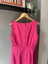 Hobbs Cotton & Silk Pink Knee Length Dress UK 10 Round Neck Sleeveless Pockets