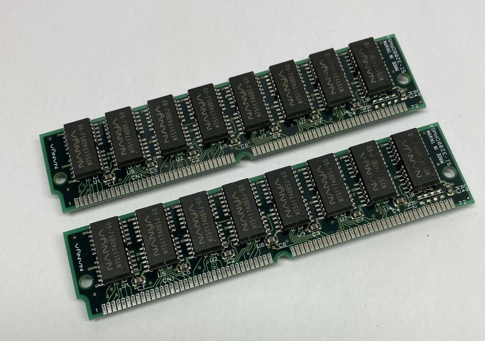32MB Kit (2 x 16MB) Nanya NT511740B5J-60 60ns 72-Pin EDO SIMM Memory Modules - Image 2 of 4