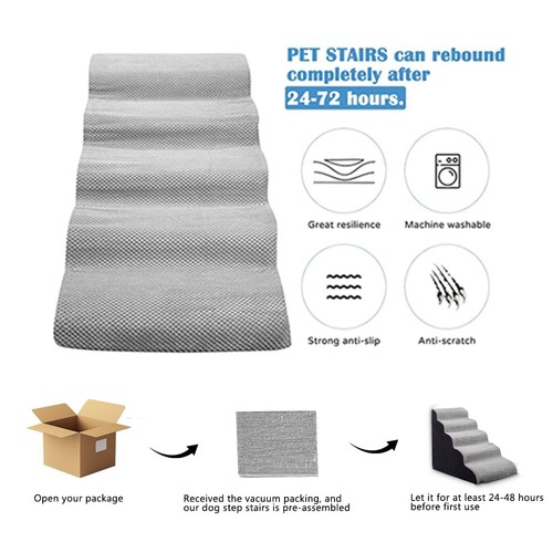 Dog Stair Steps/Ramps for High Beds 24 inches Tall, 5-Step Slope Dog Stairs f... - Picture 4 of 7