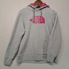 The North Face Womens Large Hoodie Sweatshirt Gray Pink Big Logo