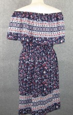 Style & Co Dress Size Medium Blue Floral Off Shoulder Ruffle NWT