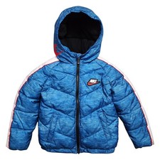 NIKE Jacket Boys 7 Large Blue Heavy Puffer Full-Zip Hooded Outdoor 76H861-U89