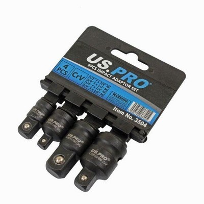 US PRO Tools 4 Stück Schlagadapter-Set 1/4'' 3/8'' 1/2'' Schritt verschiedene Packungen