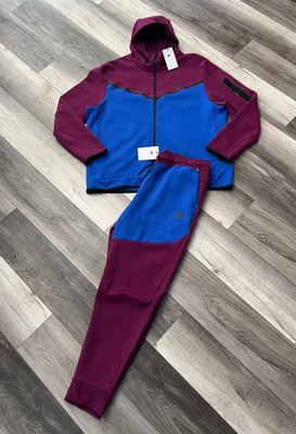 Nike Tech Fleece 2 Piece Tracksuit Sangria Purple Blue Men's Hoodie 2XL Pants XL