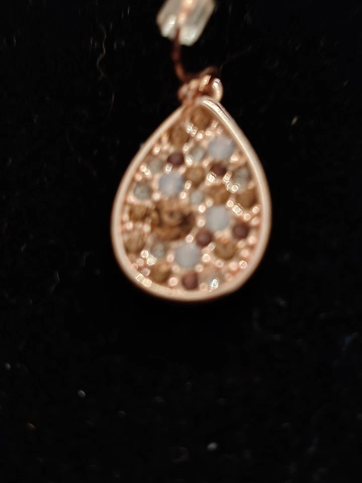 Pendientes colgantes lágrima tono oro joyería 1928 pavé cristal ámbar y transparente Foto 3 de 4