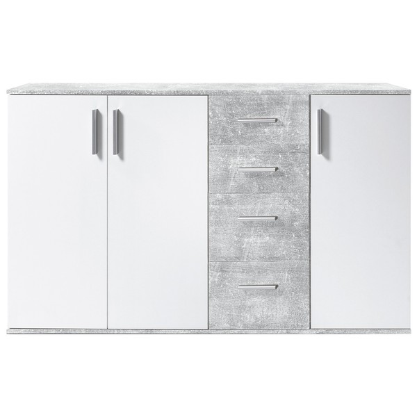 Sideboard - Weiß-Beton-Optik - 160 Cm Breit Sideboard Kommode Tv Sideboard-image