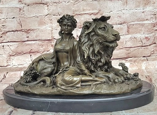 Beauty and Beast Bronze Statues Metal Sculpture Female Artwork Home Decor Sale
