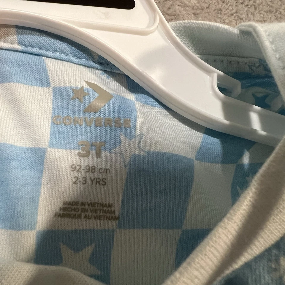 Converse Vestido Niño Pequeño 3T Azul Camisa Vestido Conjunto Niñas Flor Floral Foto 4 de 4