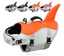AMZNOVA Bright Orange Shark Dog Life Jacket Vest Swimming Safety Boat Medium NWT