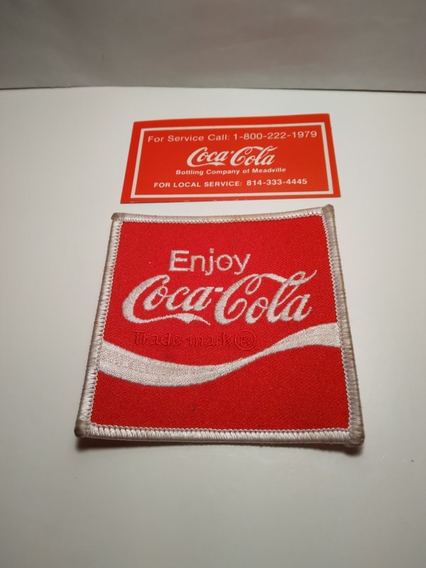 LOT /2 COCA COLA BOTTLING MEADVILLE PENNSYLVANIA CRACK N PEEL DECAL & COKE PATCH