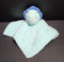 Blue Dinosaur Dino Plush & Satin Lovey Security Blanket Parents Choice 12"x12"